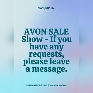 7:15 CST Nov 1st AVON SALE Show and Share Show -